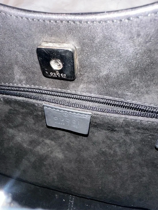 GUCCI Black Leather Bamboo Shoulder Bag - Picture 4 of 5